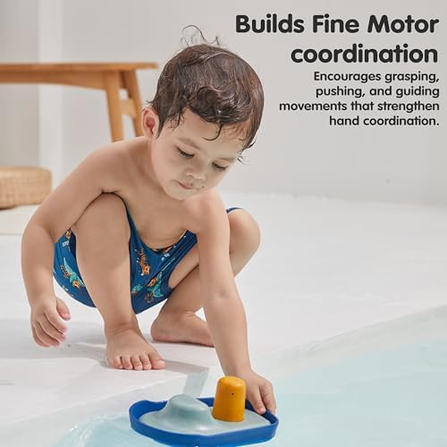 PlanToys® Tugboat Wooden Bath Toy, Floating Boat Fine Motor Imaginative - Image 6