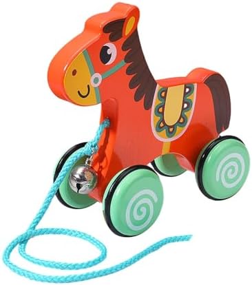 Handmade Wooden Pull Toy, Walking Wooden Toys, Push Pull Toy, Pull Along Toy with String for Children 1 Year Olds Gifts, Horse - Image 6