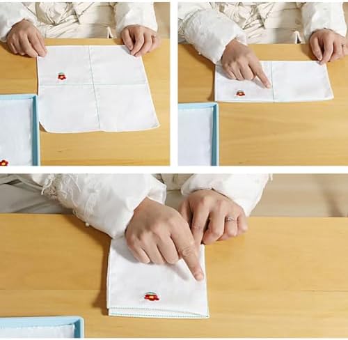 Montessori Cotton Folding Cloth Set | Practical Life Fine Motor Folding Practice Toy with Storage Tray - Image 4