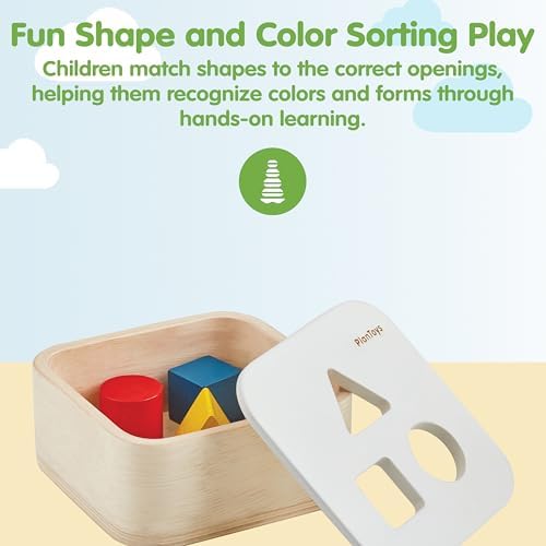 PlanToys® Shape & Sort It Out Bin Wooden Montessori Kids Sorting Match Toy - Image 2