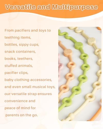 LittleHugs Toy Straps for Baby, Adjustable Toy Holder for Stroller Accessories, Silicone Tether Pacifier Clip, No Throw Travel Essential Leash for High Chair, Car Seat (4 Pack Macaron) - Image 4