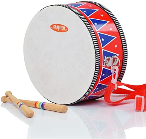 CRAFTEEM Kids Set for Toddlers - Baby Musical Toy w/Wrist Bells, Drum Sticks & Fun Drum Instrument for Boys & Girls - Educational Christmas Birthday Gift. by Home