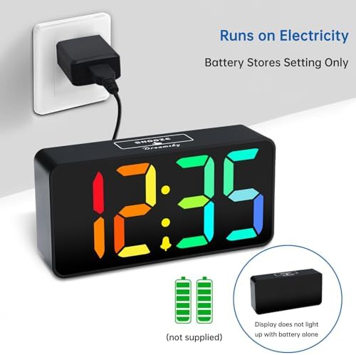 DreamSky Small Digital Alarm Clock for Bedroom, RGB Kids Alarm Clock Boys - Image 2