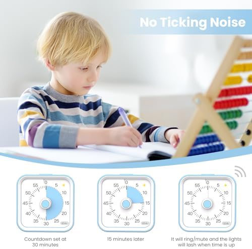 Visual Timer for Kids, Cute Timer with Pause Function, Blue - Image 5