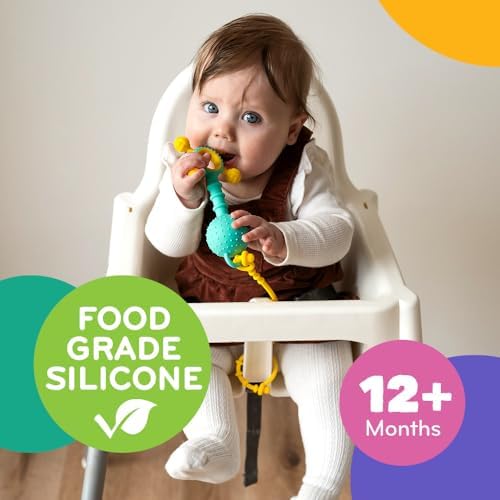 Mobi Gumlii Sensory Teether Toy - Rattle Baby Teething Toy, Food Grade Silicone Newborn Baby Sensory Teether, BPA and Phthalate Free - for 0-6 Months Newborns - Image 2