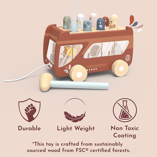 SPEEDY MONKEY Wooden Bus Pounding Bench | Pull-Along with 8 Characters - Image 5