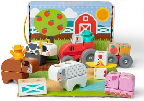 Melissa & Doug Blockables Farm Connectable Wooden Building Blocks Set by Unknown