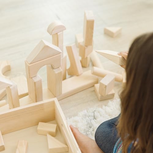 Melissa & Doug Standard Unit Solid-Wood Building Blocks with Wooden Storage Tray, 60-Piece Hardwood Sorting & Stacking Toys for Building & Balancing, Preschool Learning Toys for Kids Ages 3+ - Image 2