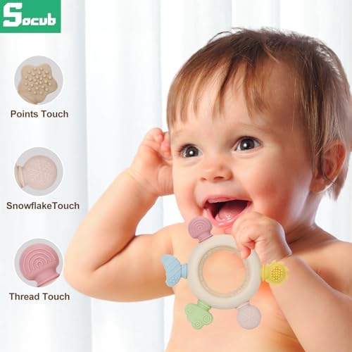 Socub 2 Pack Baby Teething Toys for Babies 0-6 Months, Olive - Image 2