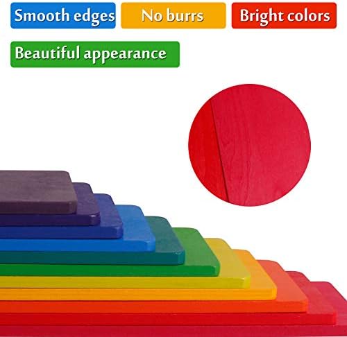 Dinhon 11 PCS Wooden Rainbow Board Oversized Stacking Game Jigsaw Puzzle Building Blocks Boys and Girls Gifts - Image 3