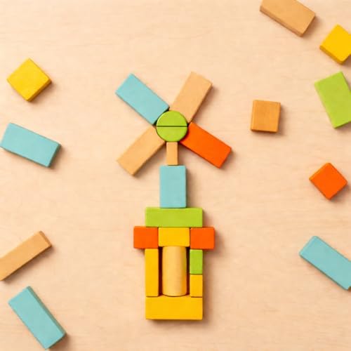 Natural Wood Building Blocks Set, 72 Pastel Color Pieces Castle Construction Blocks with Storage Tray, Educational STEM Learning Toys for Kids, Creative, Screen-Free, Architectural Play System - Image 5