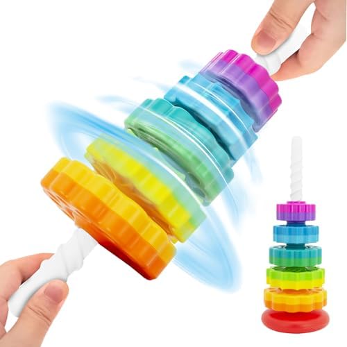 BYFWH Baby Spin Stack Toy, Premium Stacking Toys for Kids, Spinning Stacking Toy for Babies and Toddlers, Educational Toddler Learning Toy,Autism Spin Stack Toys,Rainbow Spinning Wheel Toys - Image 4