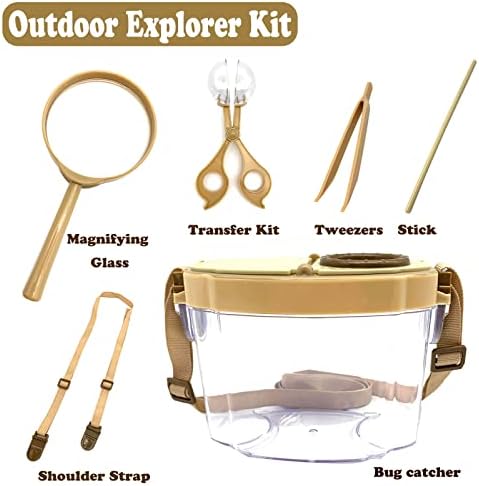 Bug Catcher Kit, Kids Bug Collection Kit, Outdoor Nature Explorer Kit with Tweezers, Magnifying Glass, Science Educational Kit, Bug Observation Container for Boys and Girls (Gold) - Image 2