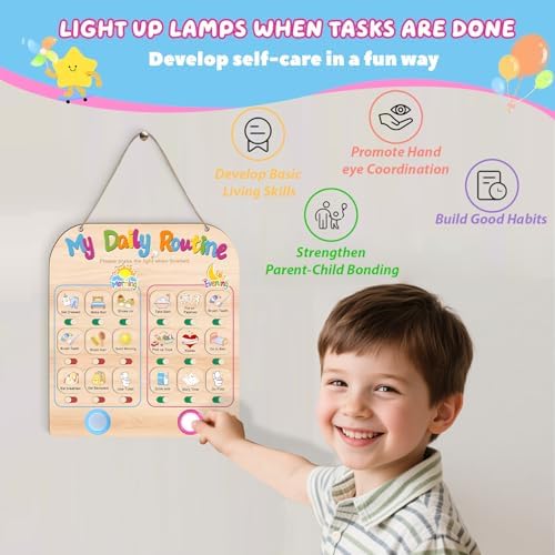Daily Routine Chart for Toddlers, 2 in 1 Morning Bedtime Routine - Image 3
