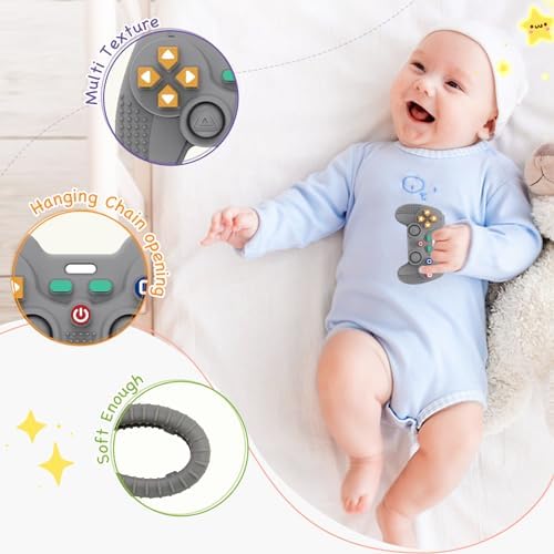Hooku Silicone Teething Toys for Babies 0-6 Months, Teethers for Babies 6-12 Months, Remote Teether for Baby, Sensory Toys for Babies, Baby Chew Toys - Image 5