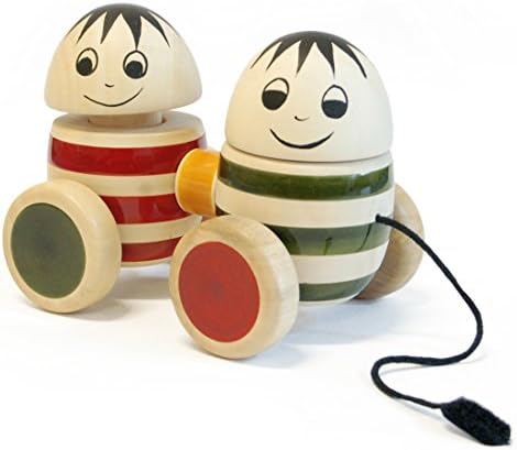 Maya Organic Handmade Wooden Stacker & Pull Toy with Bobbing Heads Made Using Natural Colors for Toddlers 18 Months Old and up, Helps in Early Education and Development | BOBBLERS by Maya+Organic