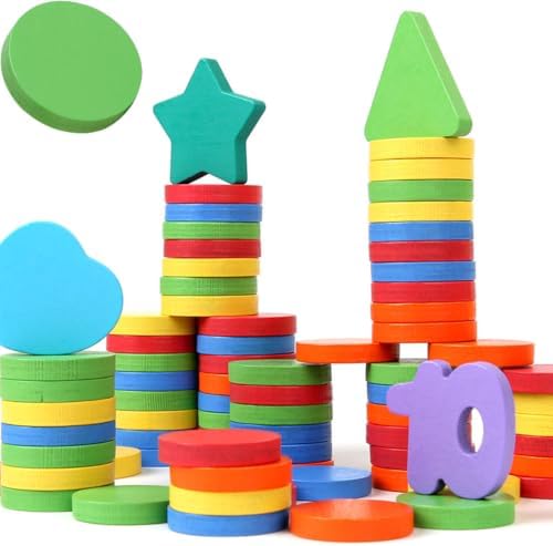 100Pcs Colorful Pattern Blocks, Multi Shape Manipulatives Toys - Image 2