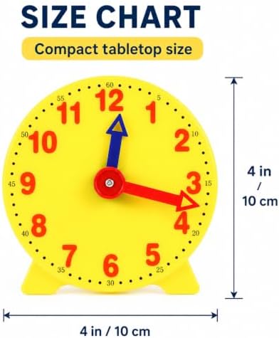4 inch Teaching Clock, Learning Tell Time Analog Clock Demonstration 12 Hour 2 Pointers for Classroom Teacher - Image 5