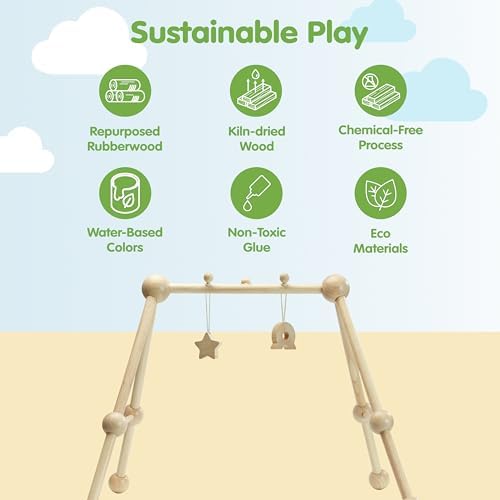 PlanToys® Wooden Baby Gym Montessori Activity Center Kids A-Frame Design - Image 3