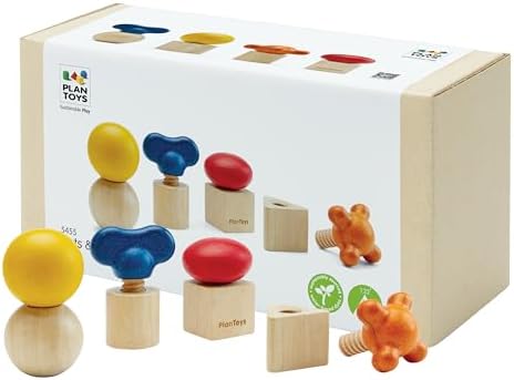 PlanToys® Nuts & Bolts Wooden Toy for Kids Ages 2+ Montessori STEM Set by PlanToys