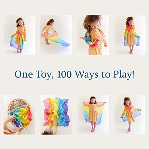 Sarah's Silks Enchanted Playsilk | 100% Silk Sensory Toys for Toddlers | Square Scarves, Montessori and Waldorf Toys for Pretend Play - Rainbow - Image 2
