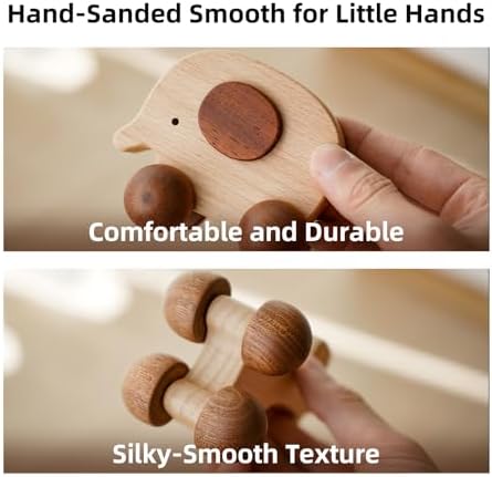 Baby Push Car Montessori Toys, 4PCS Wooden Animal Toy Vehicles for Toddlers, Natural Wood Infant Car Toys (Puppy, Elephant, Pony, Giraffe) for Gift and Decor - Image 6