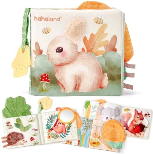 hahaland Baby Soft Cloth Crinkle Books Touch and Feel Sensory Infant Toy by hahaland