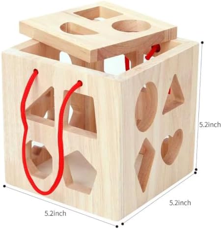 QZMTOY Shape Sorter Toys with 19 Shape Blocks, Classic Wooden Toys for Toddlers Kids, Gift for Girls Boys 2-4 (Natural Solid Wood) - Image 5
