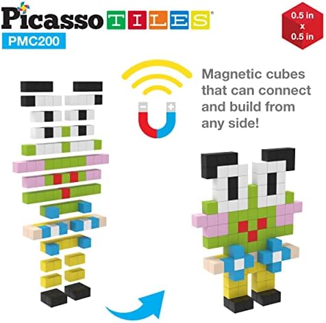 Picasso Cubes 0.5” Pixel Magnetic Puzzle Cube 200 Piece Mix & Match Sensory Toys STEAM Education Learning Building Block Magnets Children Construction Toy Set Stacking Magnet Creative Kit PMC200 - Image 5