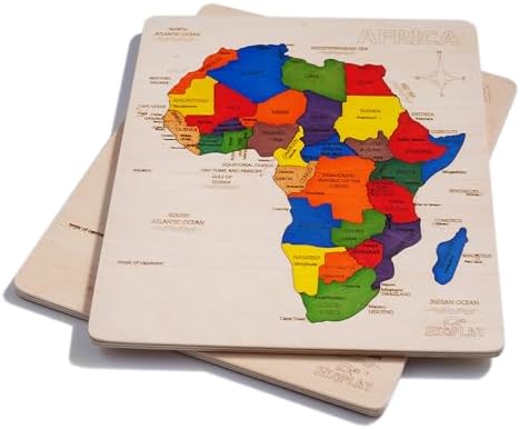 EKOPLAY’s Africa MAP Wooden Puzzle for Kids, 31 Piece Jigsaw Puzzle for School Kids, Learning Educational Toys Gifts for Boys Girls 4+ Years. - Image 3