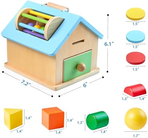 Montessori Toys for 1 2 3 Years Old Boys and Girls 5 in 1 Wooden Baby Drop Toys,Woode Shape Sorting and Stacking Learning Toys for Toddlers Wooden Toy for Kids Age 12 Months Gift for Kids - Image 5