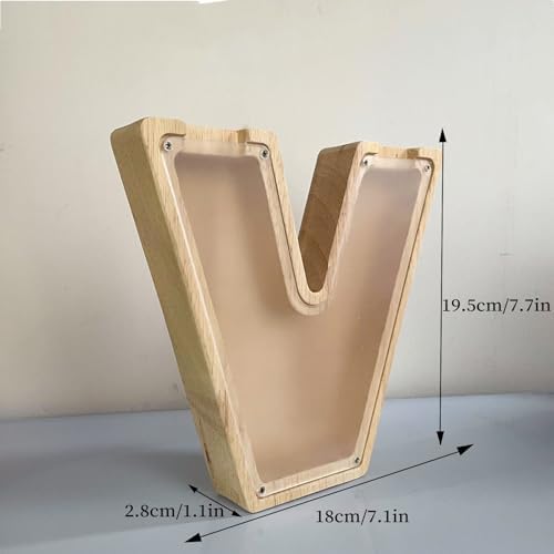 Wooden Letter Piggy Bank for Kids Boys Girls, A-Z Letters Wood Coin Bank Money Box, Piggy Bank for Toddler Family Christmas Birthday Gift(V) - Image 7