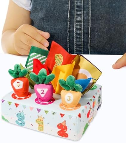 13 Pieces Carrot Doll Interactive Toy Carrot Mat Tissue Box Pull Sensory Toy Enrichment Puzzle Toys for Kids Suitable for Birthday, Amusement Park - Image 4