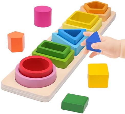 Montessori Toys for 1 Year Old, Stacking Toys Shape Sorter for Toddlers 1-3 by YHHYTOY