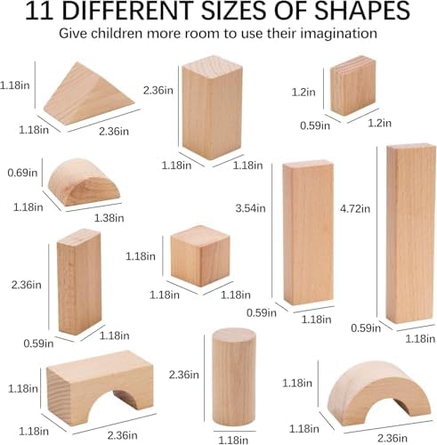 100 Pcs Wooden Blocks for Toddlers 1-3, Kids Building Blocks & Shape Sorter - Image 5