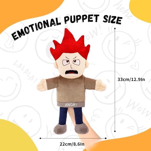 Angry Emotion Hand Puppet for Kids & Toddlers – Social Emotional Learning Plush Toy, 12 Inch Feelings Puppet for Emotional Recognition, Preschool Classroom Activities & Role Play - Image 2