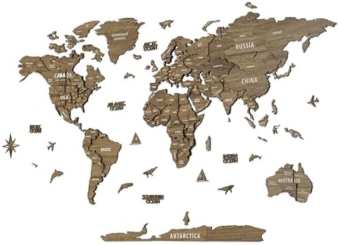Colorfull Worlds, Multilayer 3D Wooden World Map, Travel Map States and Capitals, Wall Decor For New House, Gift For Travelers, Office Decor, Educational Activity for Children (M, Betül) by ColorfullWorlds