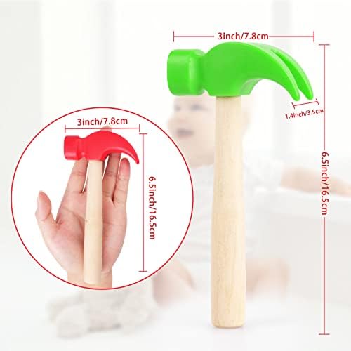 Fowecelt 3 Pack Wooden Hammer Toys Simulation Hammers Maintenance Tools Educational Toys for Kids Birthday Party Games Supplies - Image 2