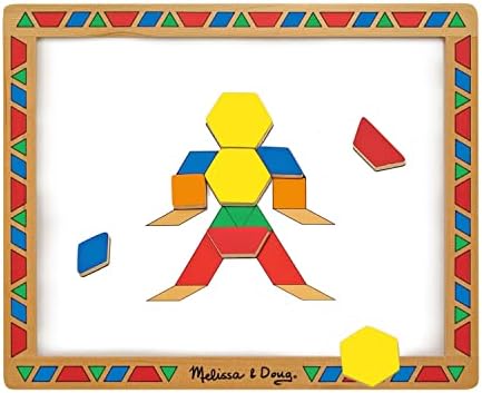 Melissa & Doug Deluxe Wooden Magnetic Pattern Blocks Set - Educational Toy with 120 Magnets and Carrying Case, Multi/None, 1 EA, English Only. - Image 4