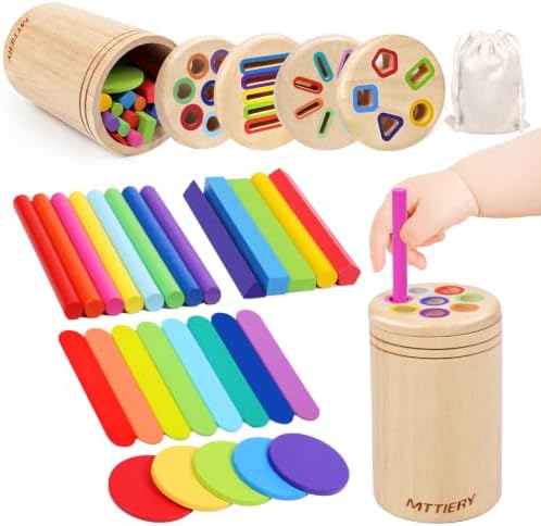 4 in 1 Wooden Color Sorting Toy, Montessori Toys for 2 3 4 Year Old by MTTIERY