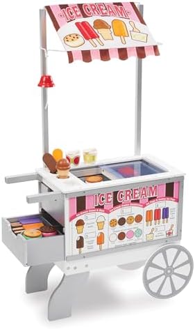 Melissa & Doug Snacks & Sweets Food Cart with Play Food, Wooden Toys & Kids Play Kitchen Accessories, Preschool Learning Toys for Girls & Boys 3+ by Unknown