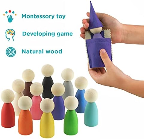 Ulanik Peg Dolls with Hats and Beds Montessori Toys for 1 Year Old - Image 3