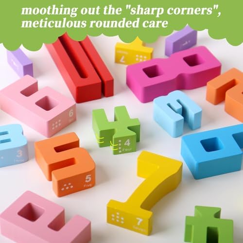 20PCS Wooden Number Building Blocks, Montessori Toys Math Learning Toys for Kids Digital Educational Counting Toys Learning Toys for Parent-Kids Interaction Social Skills Creative Games for Ages 3+ - Image 2