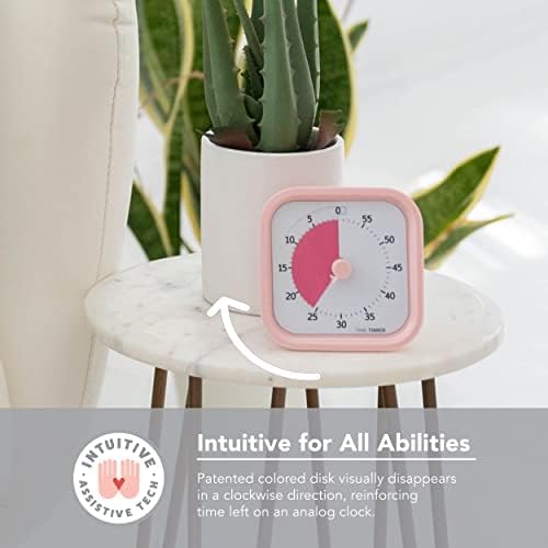 TIME TIMER Home MOD – 60-Minute Visual Timer Home Edition, Silent Operation Study Tool for Kids Desk, Homeschool Supplies, Office & Meetings (Peony Pink) - Image 4