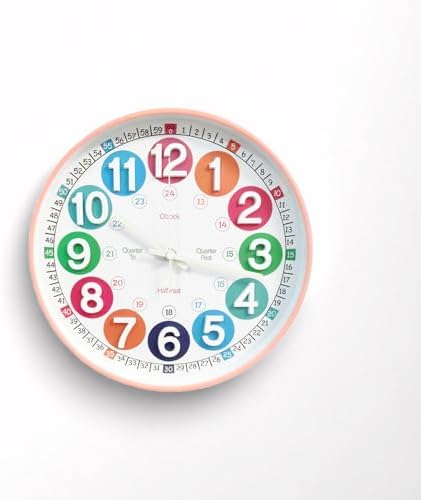 Learning Time Clock for Kids,12 Inch 3D Numbers Colorful Clock Face Silent Clocks，Bedroom,Kitchen,Classroom,Décor at School, Clear Digital Wall Clock for Kids Room(3D Peach Pink Luminous) - Image 6