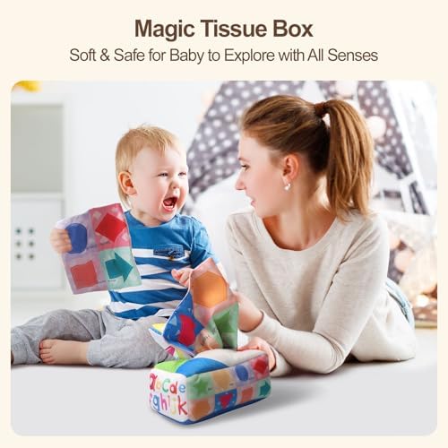 Montessori Toys for Babies 6-12 Months,8 in 1 Developmental Learning Toys Set Wooden Sensory Toys for Baby Toys 12-18 Months (Includes Tissue Box Toy,Stacking Cups and More) - Image 4