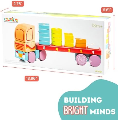 CUBIKA Wooden Geometric Shapes Truck– Montessori Toy for Toddlers Ages 3+– Shape Sorter and Stacking Truck Building Toy– FSC-Certified Wood, German Water-Based Paints, Travel-Friendly - Image 5