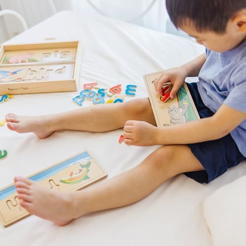 Melissa & Doug See & Spell Wooden Educational Language Learning Toy with Letters, Puzzle Boards Preschool Learning Activities, See & Spell Toys for Kids Ages 4+ (Pack of 6) - Image 3