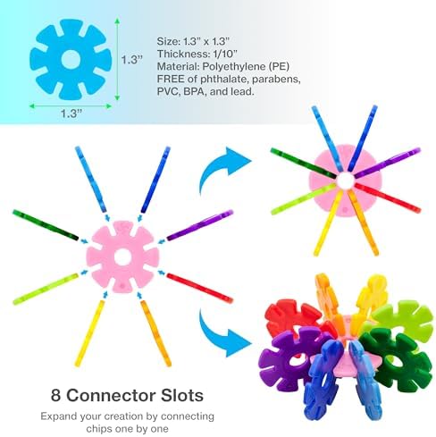 PicassoTiles Building Chip Interlocking Disc Construction Blocks in Light Blue Color STEM Learning Early Education Toy Engineering Playset Child Brain Development for Toddlers Child Kids Age 3+ PTF108 - Image 4