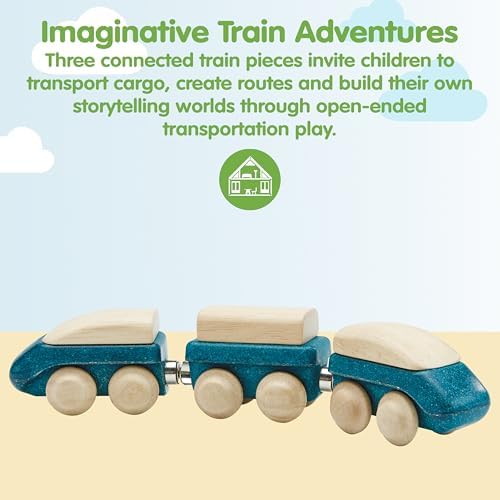 PlanToys® Hybrid Train Wooden Montessori Vehicle Kids Play Set for Kids - Image 2